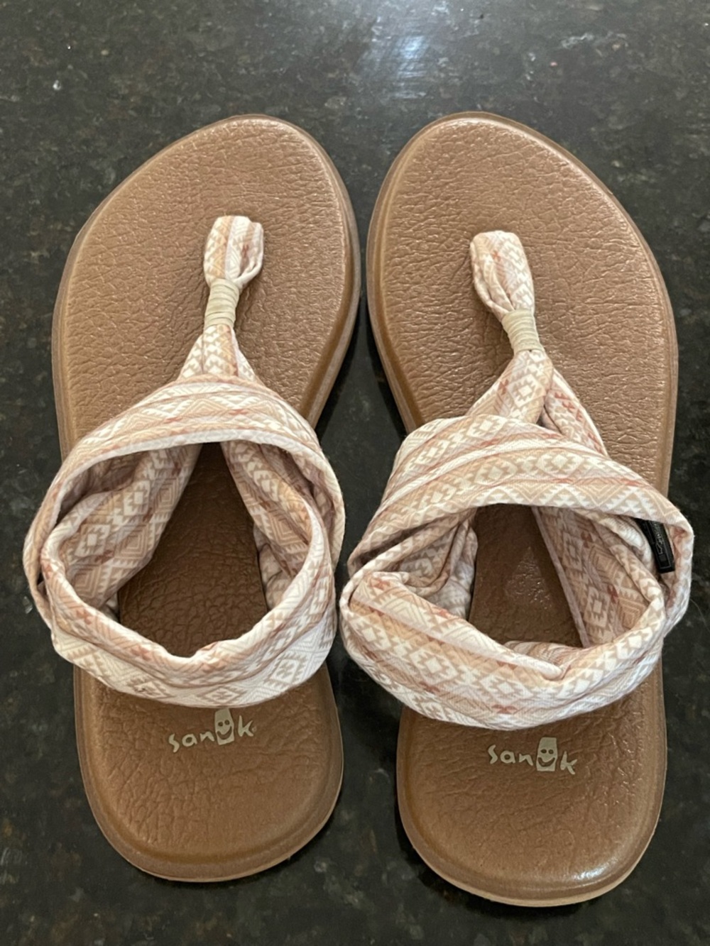 Sanuk Beige & Pink Patterned Wrap Sandals